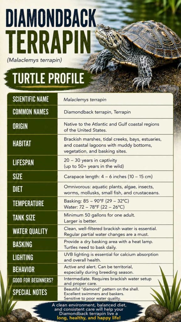 Diamondback Terrapin Turtle Info