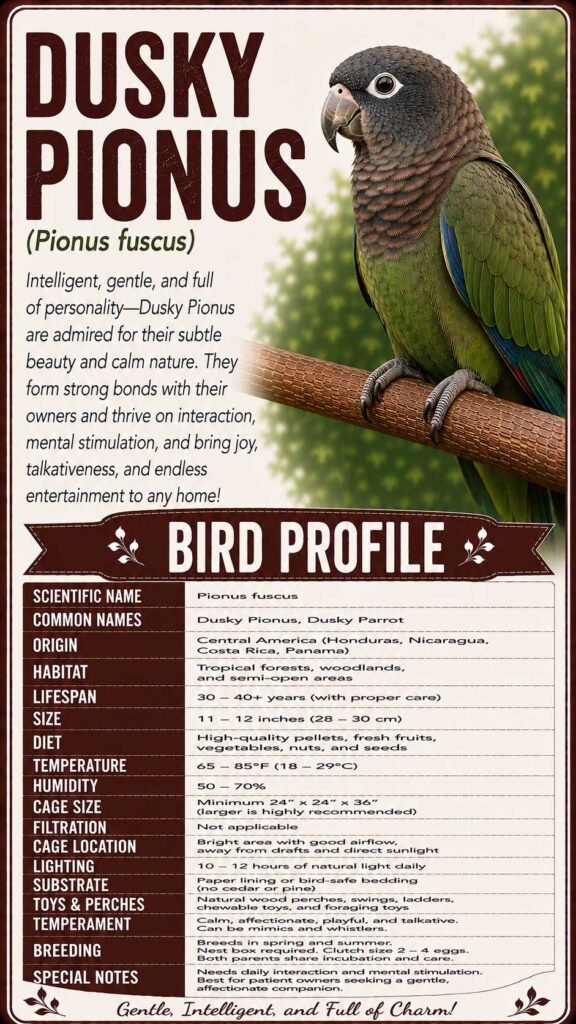 Dusky Pionus Info