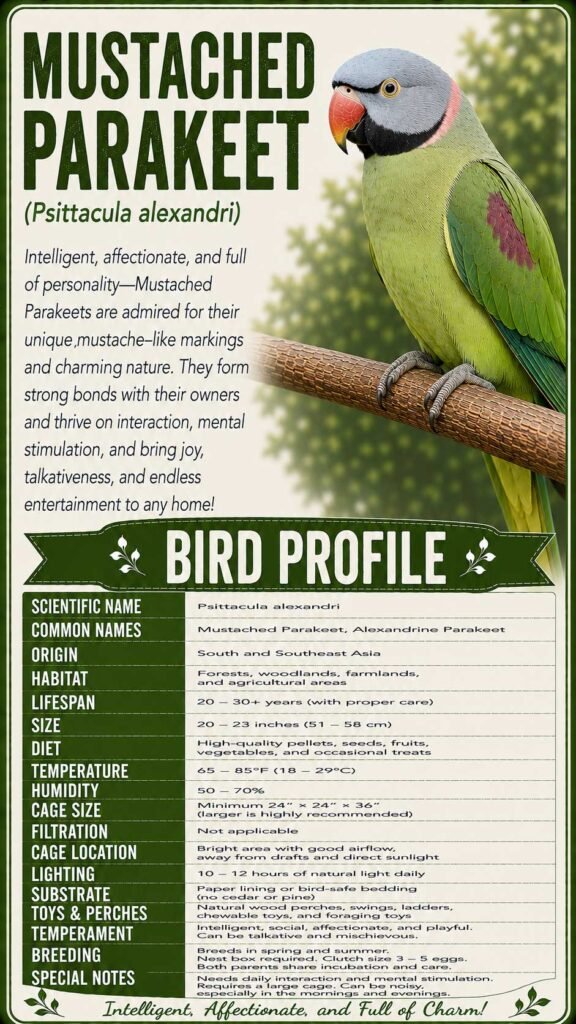 Mustached Parakeet Info