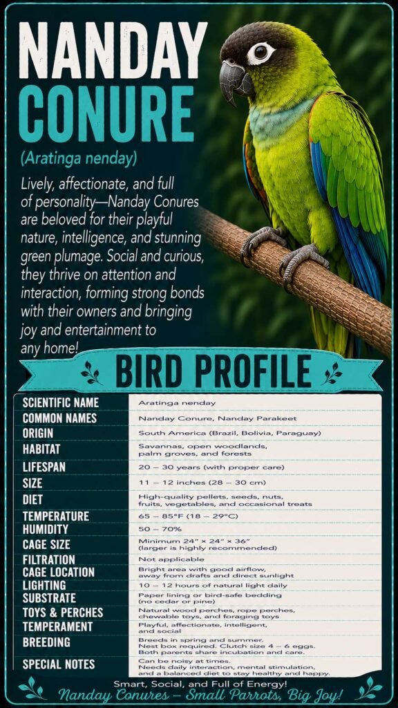 Nanday Conure Info