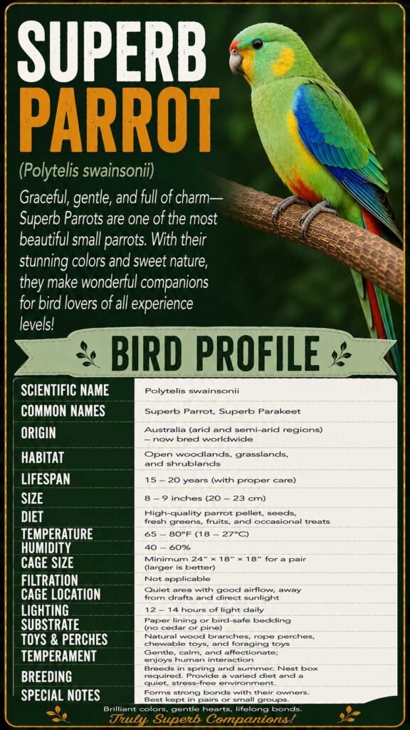 Superb Parrot Info