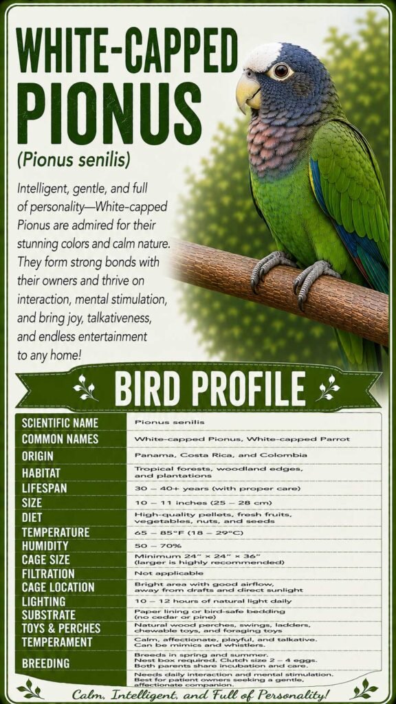 White-capped Pionus Info