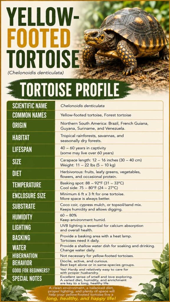 Yellow-Footed Tortoise Info