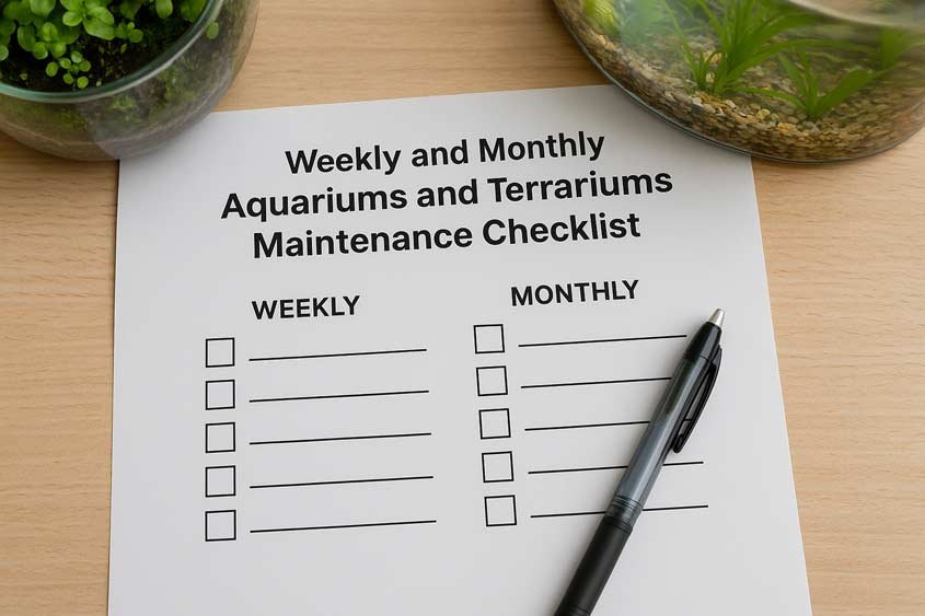 Weekly and Monthly Aquariums and Terrariums Maintenance Checklist